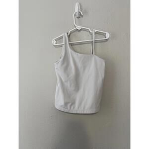 Athleta white cropped tank top with built in bra (no pads) youth small